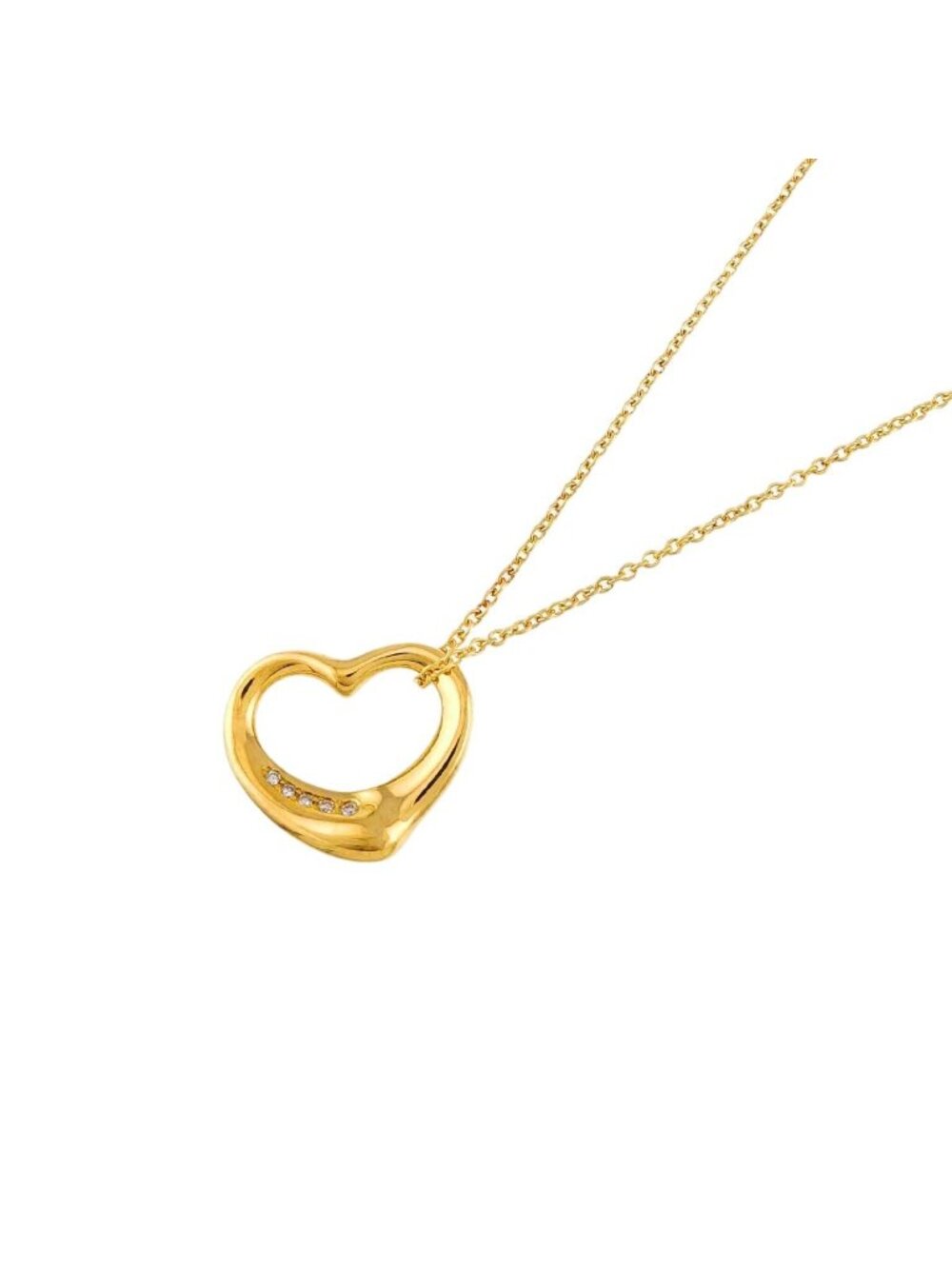Tiffany & Co Open Heart Diamond Necklace 40 18k Yellow Gold